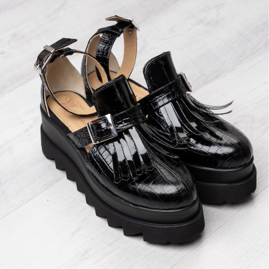 *Pantofi - Amur - Croco Black